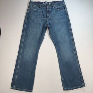 Wrangler Retro Relaxed Bootcut Jeans Mens 35x32 Blue Cotton Cowboy Western Denim